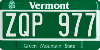 VT license plate ZQP977