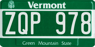 VT license plate ZQP978