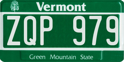 VT license plate ZQP979