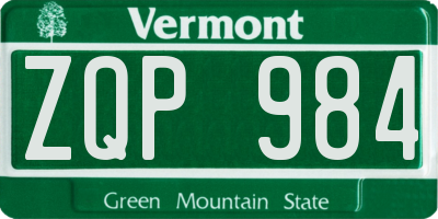 VT license plate ZQP984
