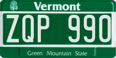 VT license plate ZQP990