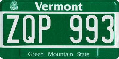 VT license plate ZQP993