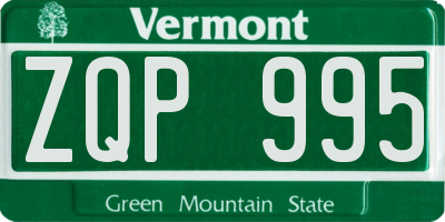 VT license plate ZQP995