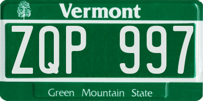 VT license plate ZQP997