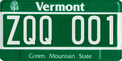 VT license plate ZQQ001