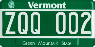 VT license plate ZQQ002
