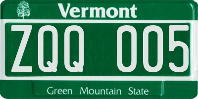 VT license plate ZQQ005