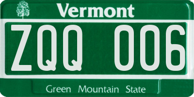 VT license plate ZQQ006