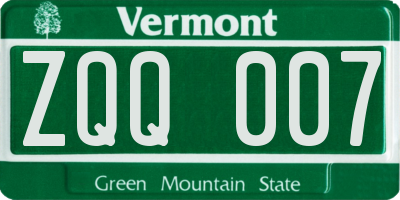 VT license plate ZQQ007