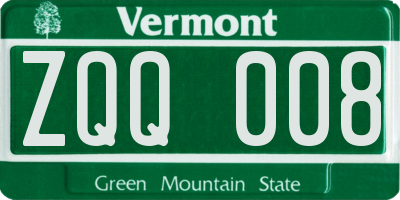 VT license plate ZQQ008
