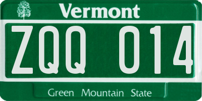 VT license plate ZQQ014