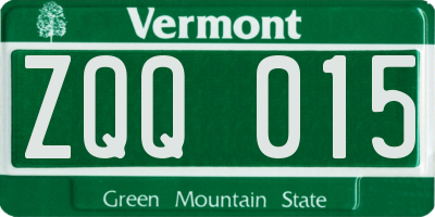 VT license plate ZQQ015