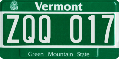 VT license plate ZQQ017