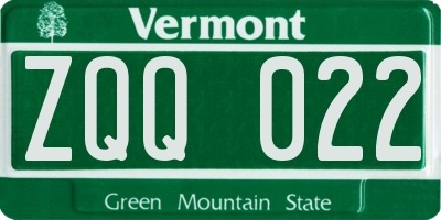 VT license plate ZQQ022