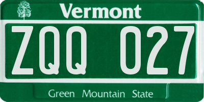 VT license plate ZQQ027