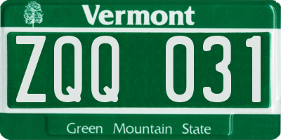 VT license plate ZQQ031