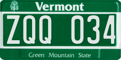 VT license plate ZQQ034