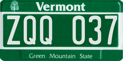 VT license plate ZQQ037