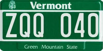 VT license plate ZQQ040