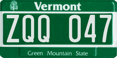 VT license plate ZQQ047