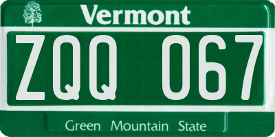 VT license plate ZQQ067