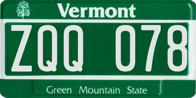 VT license plate ZQQ078