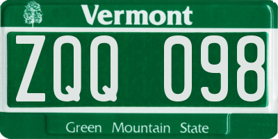 VT license plate ZQQ098