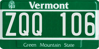 VT license plate ZQQ106