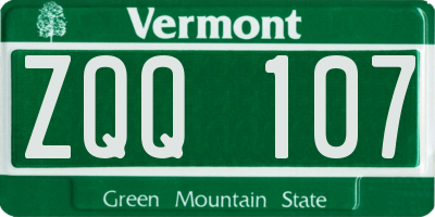 VT license plate ZQQ107