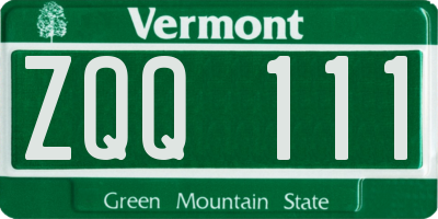 VT license plate ZQQ111