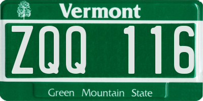 VT license plate ZQQ116