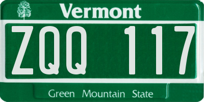 VT license plate ZQQ117