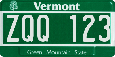 VT license plate ZQQ123