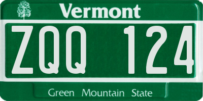 VT license plate ZQQ124