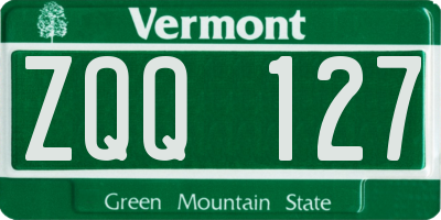 VT license plate ZQQ127