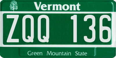 VT license plate ZQQ136