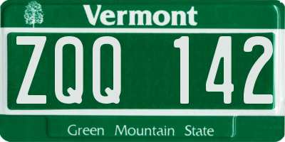 VT license plate ZQQ142