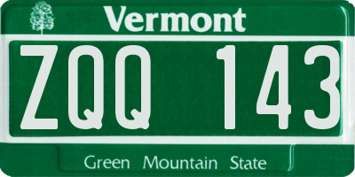 VT license plate ZQQ143