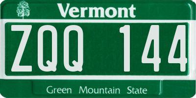 VT license plate ZQQ144