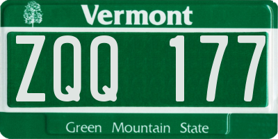 VT license plate ZQQ177