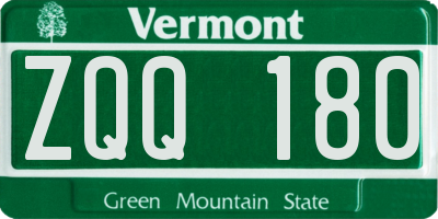 VT license plate ZQQ180