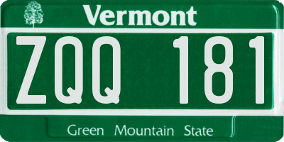 VT license plate ZQQ181