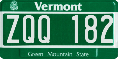 VT license plate ZQQ182