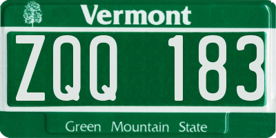 VT license plate ZQQ183