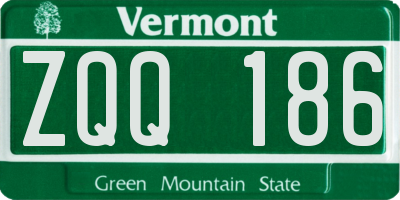 VT license plate ZQQ186