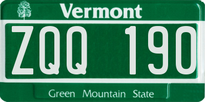 VT license plate ZQQ190