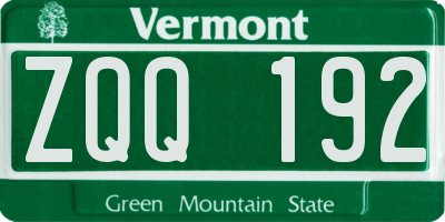 VT license plate ZQQ192