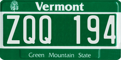 VT license plate ZQQ194