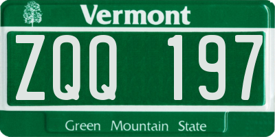 VT license plate ZQQ197