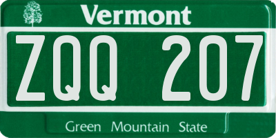 VT license plate ZQQ207